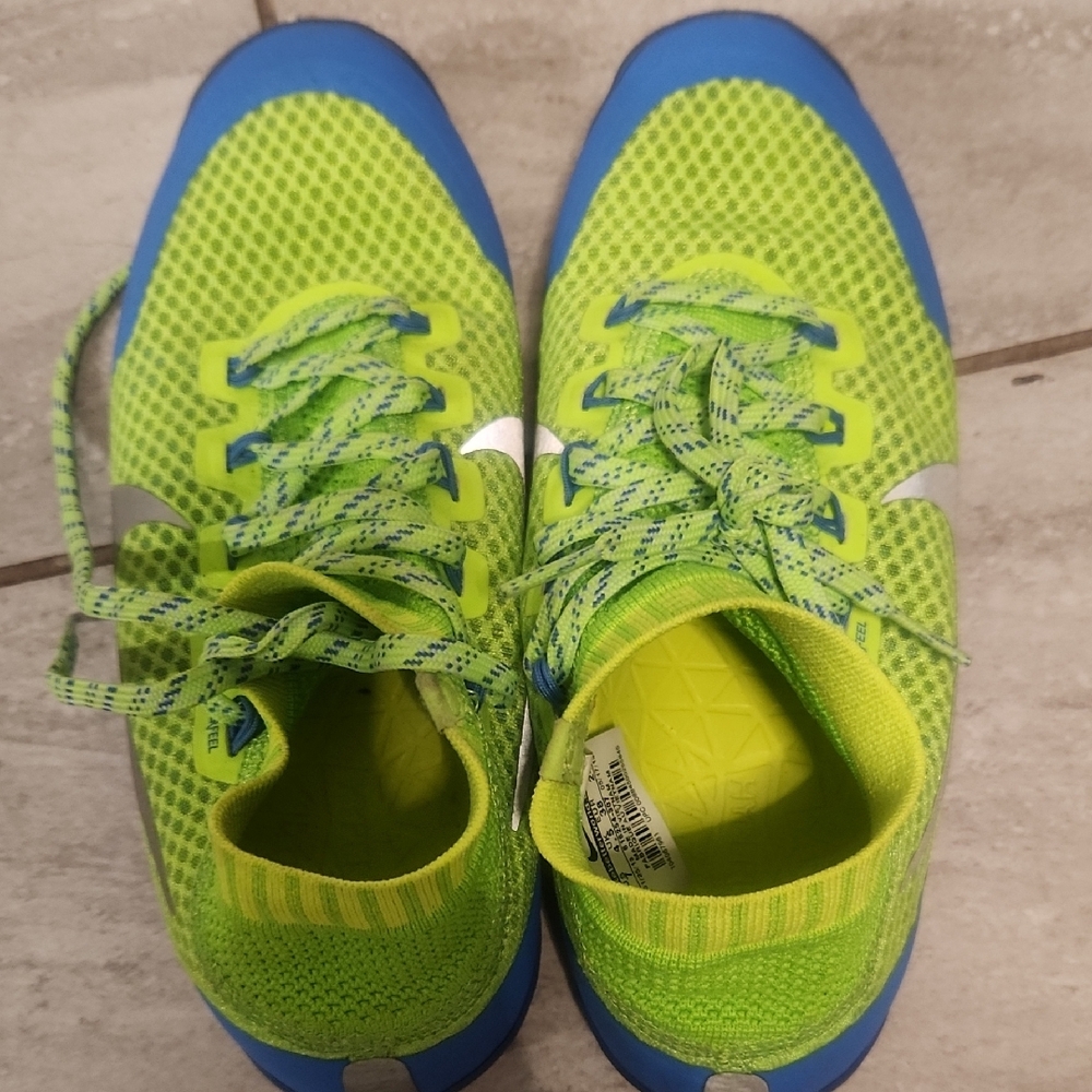 Vibrant Green and Blue Athletic Shoes